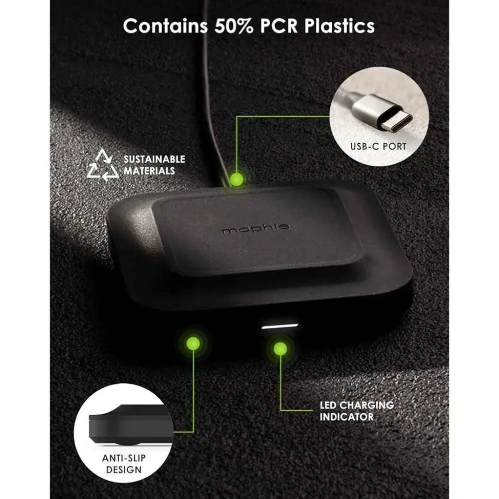 Mophie Universal Wireless Charge Pad - 15W Fast Charging for Qi-Enabled Devices,